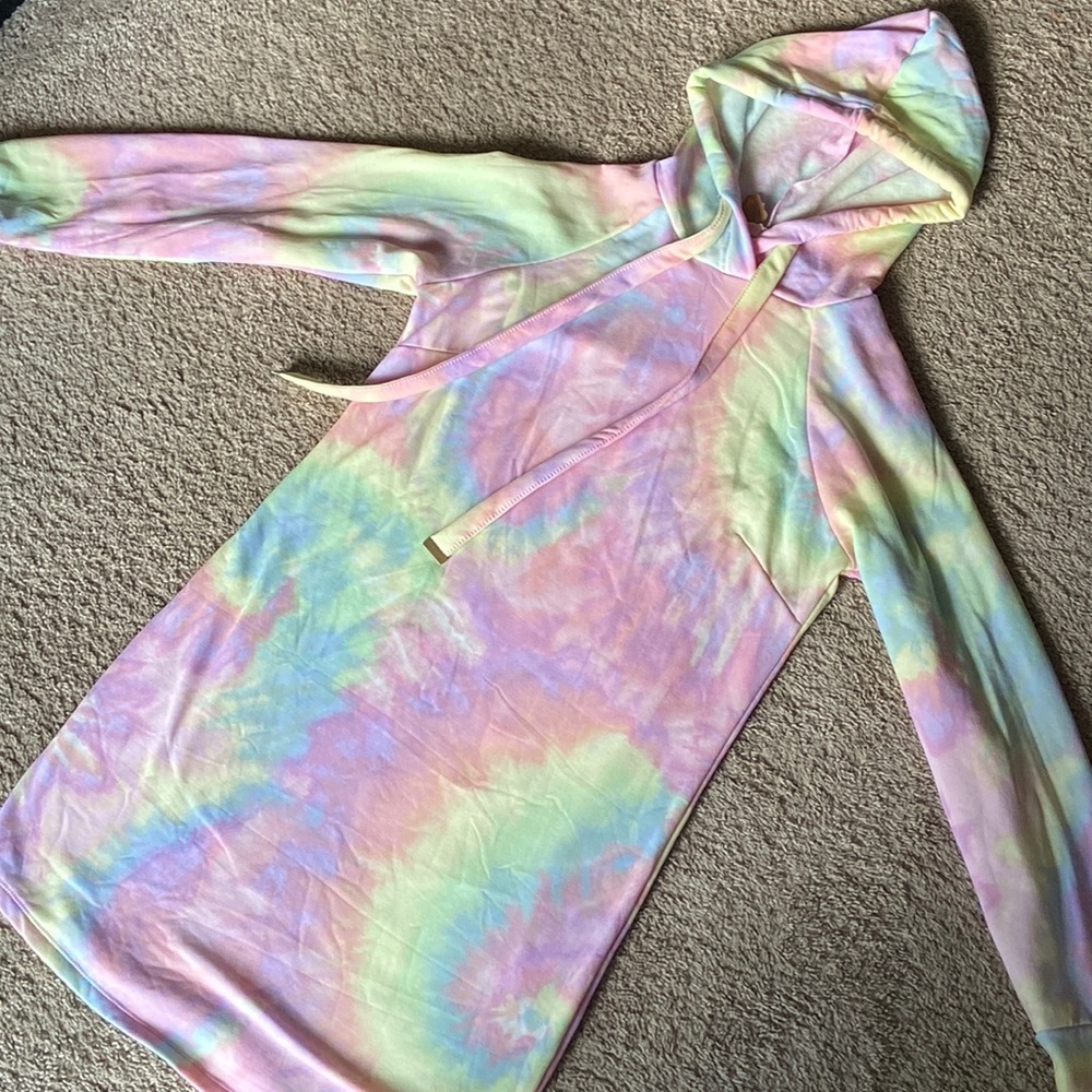 Sweatshirt style dress length tie dye